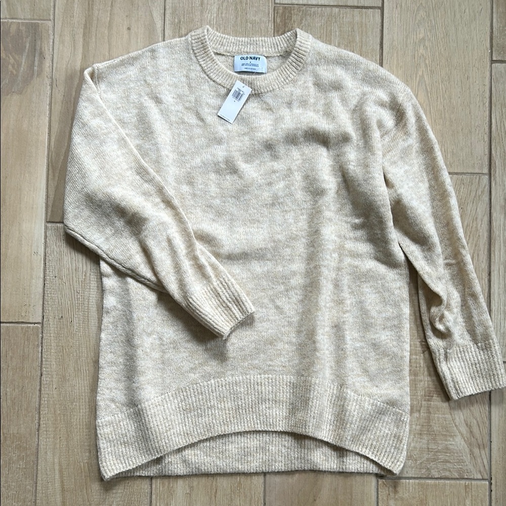 Old Navy Cream Crew Neck Sweater Soft Knit